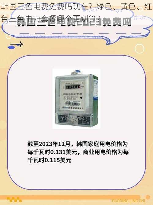 韩国三色电费免费吗现在？绿色、黄色、红色三色电力套餐哪个更划算？