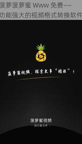 菠萝菠萝蜜 Www 免费——功能强大的视频格式转换软件