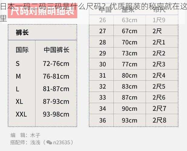 日本一码二码三码是什么尺码？优质服装的秘密就在这里