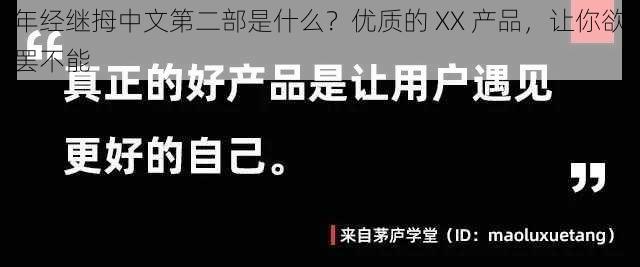 年经继拇中文第二部是什么？优质的 XX 产品，让你欲罢不能