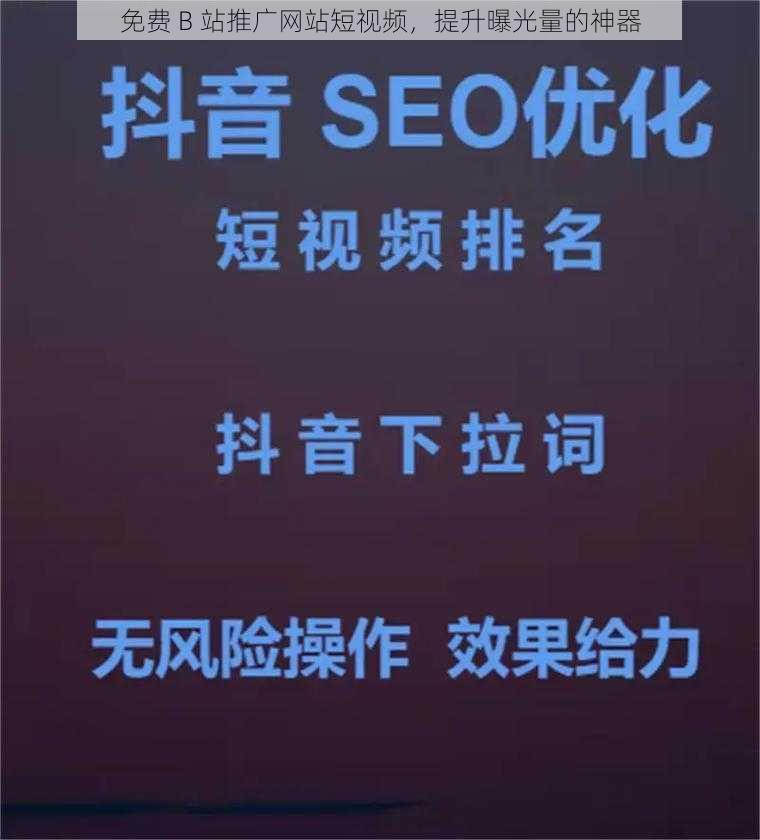 免费 B 站推广网站短视频，提升曝光量的神器