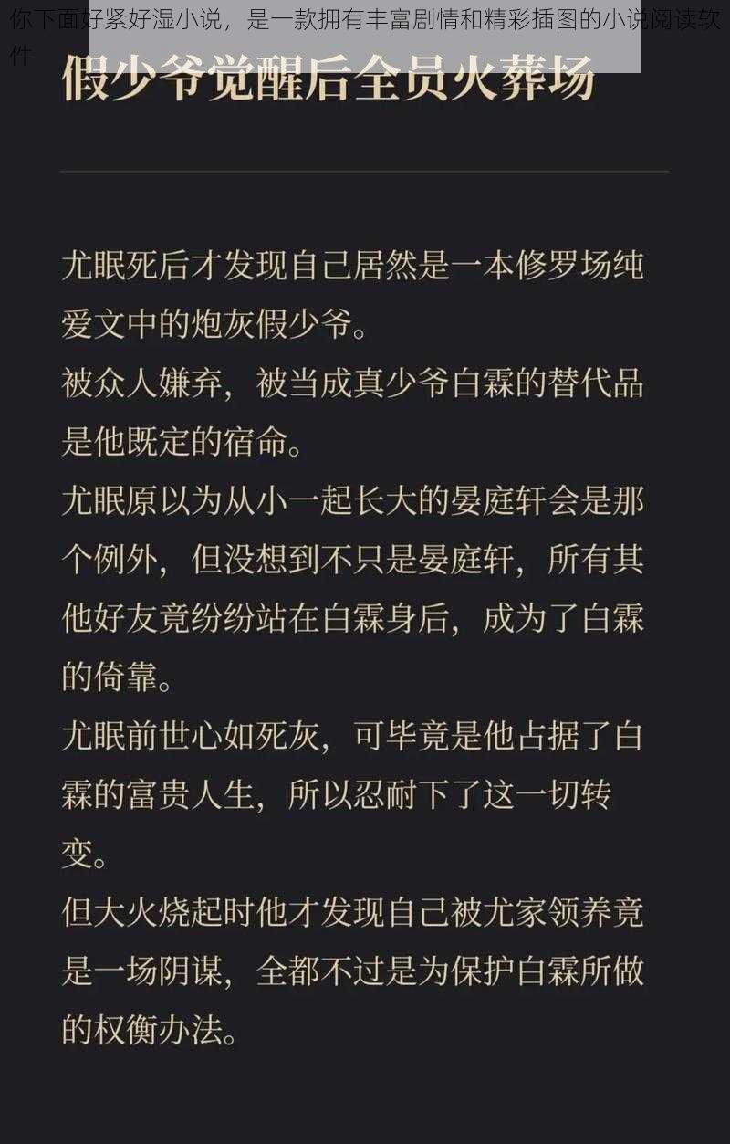 你下面好紧好湿小说，是一款拥有丰富剧情和精彩插图的小说阅读软件