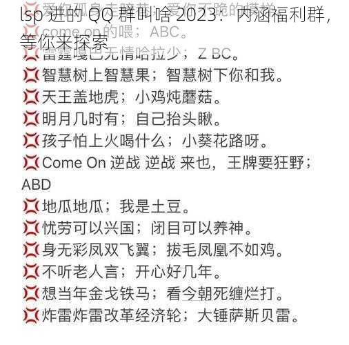 lsp 进的 QQ 群叫啥 2023：内涵福利群，等你来探索