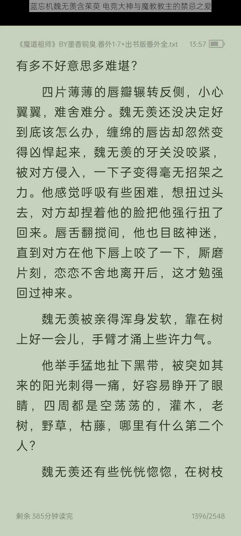 蓝忘机魏无羡含茱萸 电竞大神与魔教教主的禁忌之爱