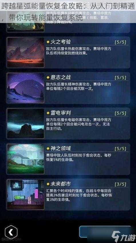 跨越星弧能量恢复全攻略：从入门到精通，带你玩转能量恢复系统