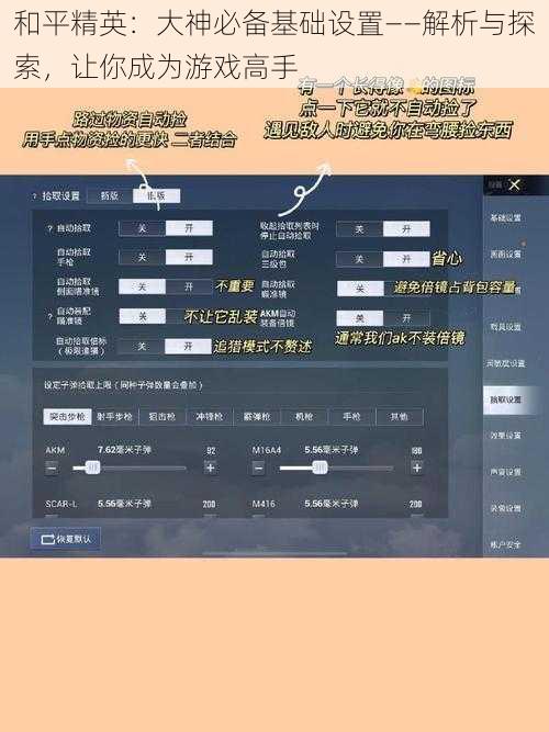 和平精英：大神必备基础设置——解析与探索，让你成为游戏高手