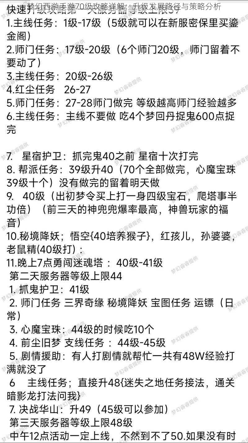 梦幻西游手游70级攻略详解：升级发展路径与策略分析