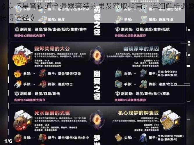 《崩坏星穹铁道全遗器套装效果及获取指南：详细解析遗器获得途径》